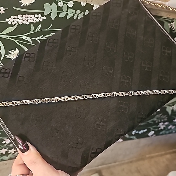 Balenciaga Leather Trim Black Canvas Bag w/ Chain Strap - Picture 5 of 9